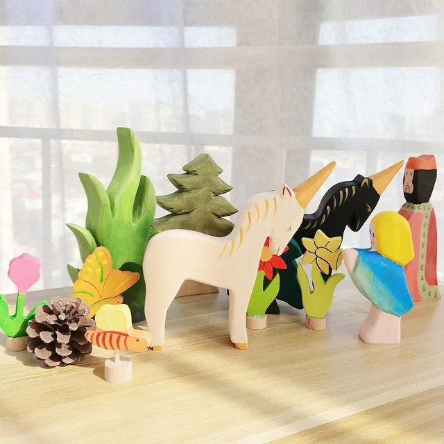 Wooden Handcraft Large Animals Toys For Kids Handmade Figure Cognition Montessori Early Educational Toys For Children jouets 5
