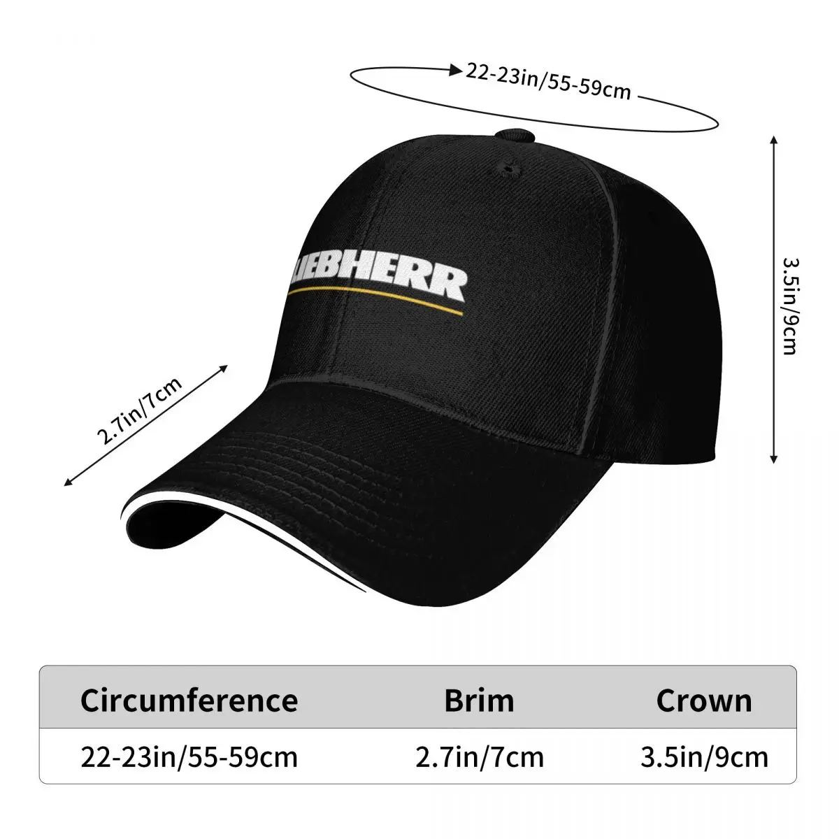 White Yellow Liebherr Letters Custom Baseball Caps Women Adult Male Beach Sun Hat Hip Hop Trucker Cap 5