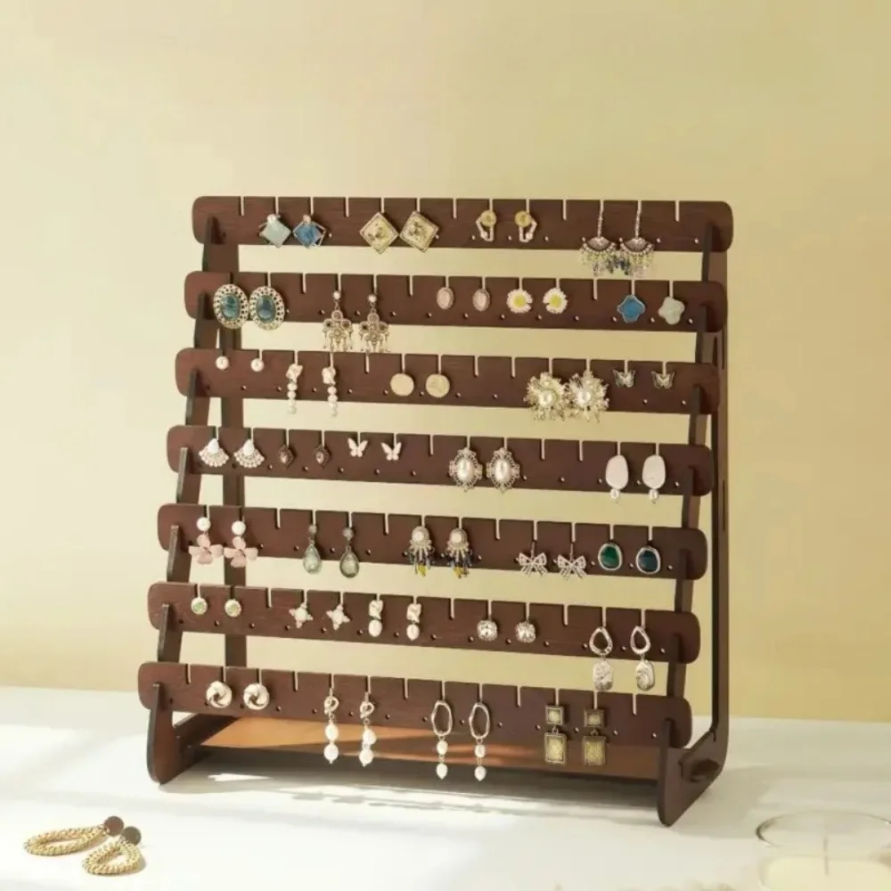 Home Bedroom Minimalist Wooden Earring Display Stand Retro Decorative Accessories Storage Rack