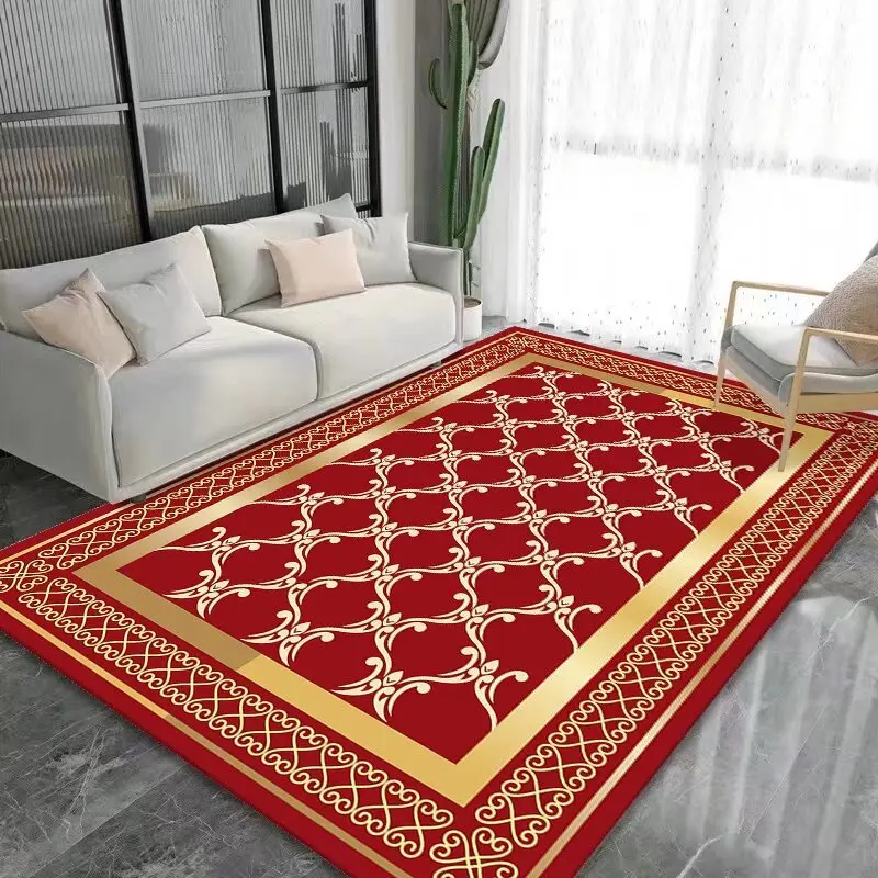 Luxury Gold Frame Carpets for Living Room Nordic Minimalist Geometric Sofa Area Rug Large Soft Non-slip Bedroom Carpet Floor Mat 5