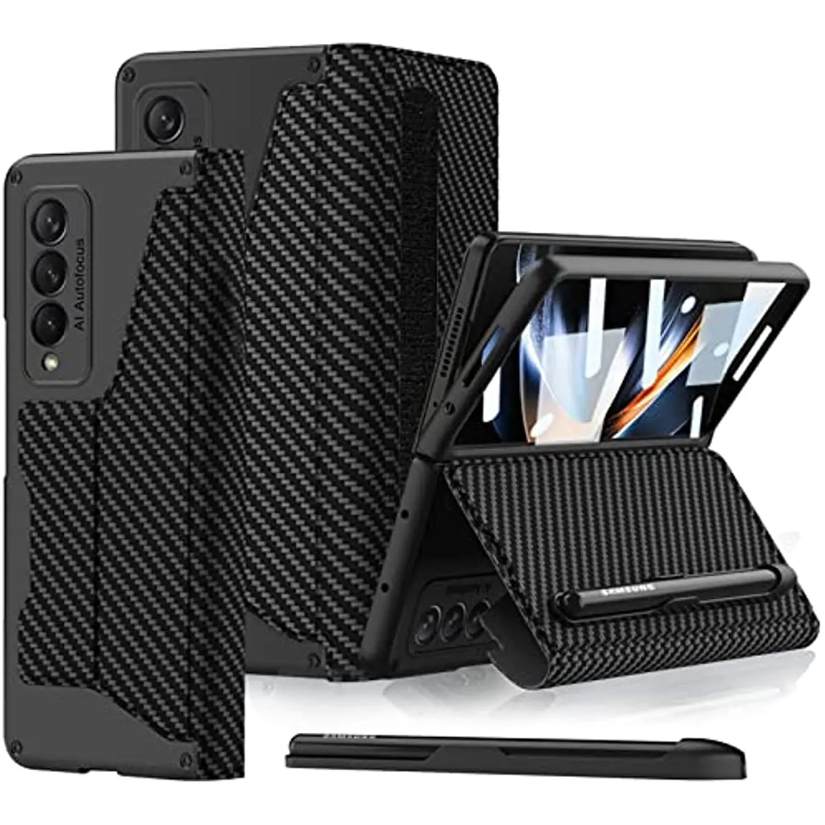 

pour Samsung Galaxy Z Fold 4 Coque avec Porte-S Pen Intégrée Protection Écran Porte Carte Étui Portefeuille Cuir Z Fold 4 5G