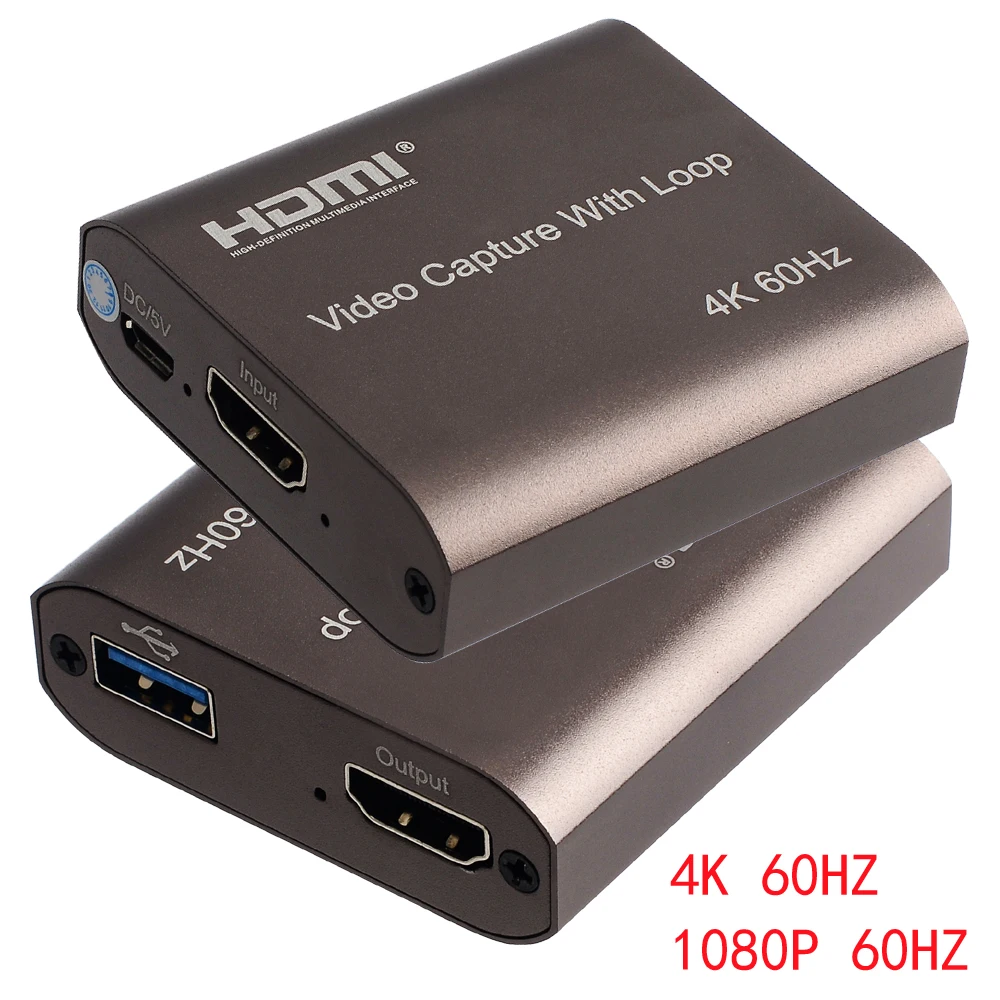 

Video Capture Card 4K 60Hz HDMI Capture Cards TV Loop 1080P Game Recording Live Streaming Box USB 2.0 3.0 Grabber for PS4 Camera