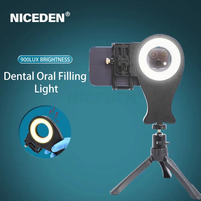 NICEDEN Dental Ring Light for Phone, LED Oral Photography Light, Dentist-Pro HD Teeth Whitening Light, 360° Adjustable, iPhone/A