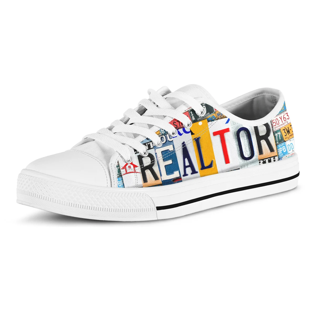 License Plate Realtor Design Ladies Shoes Casual Flats Shoes For Women Low Top Canvas Shoes For Women Brand