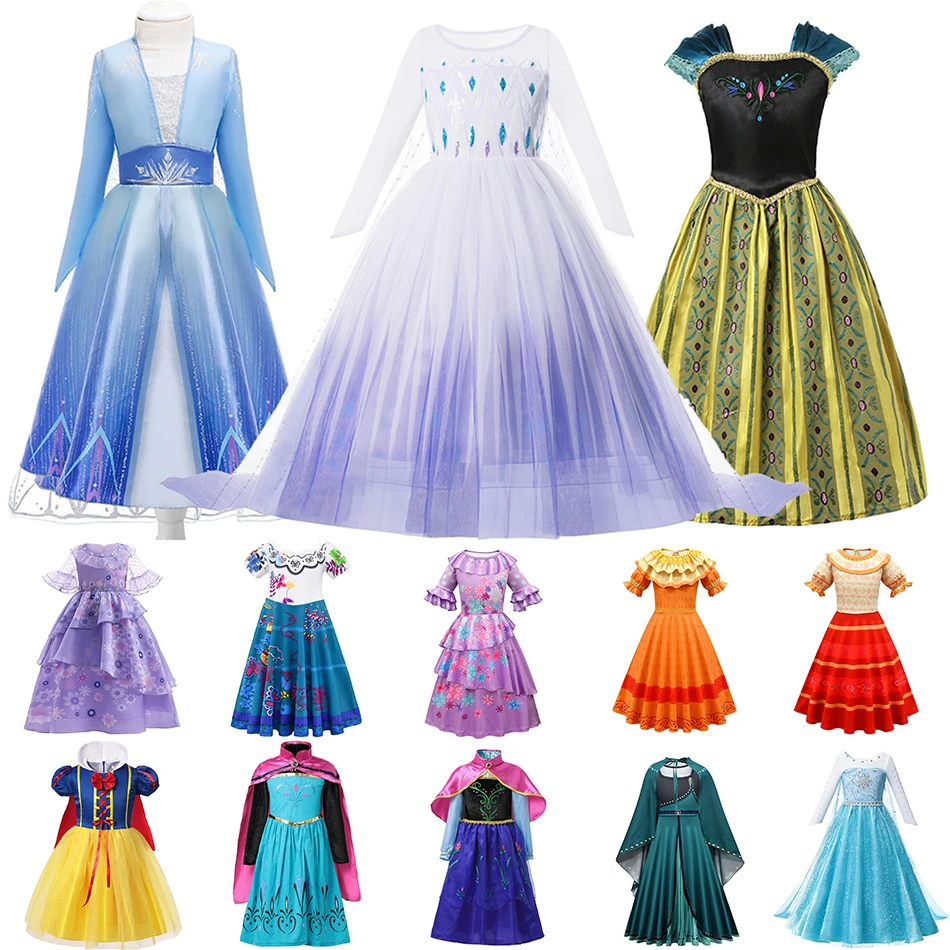 Frozen 2 Costume for Girls Princess Dress Kids Snow Queen Cosplay Madrigal  Clothing Anna Elsa Dress Up Fancy Clothes 2-10Yrs