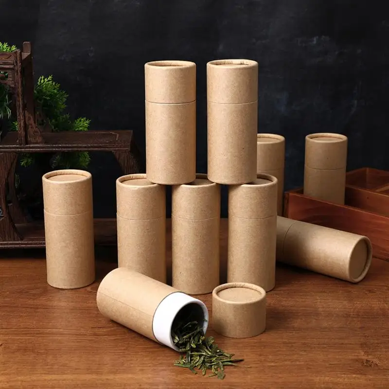 Kraft Paper Cylinder Tubes with Lids – Round Storage Jars for Tea, Coffee, Spices, Cand... - SKU KPC09092 - UGI Packaging