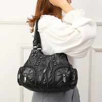 Black Y2k Women Shoulder Bag Vintage Punk Goth Fashion Designer Pu Leather Tote Bag Large Capacity Rivet Motorcycle Handbag - Image 4