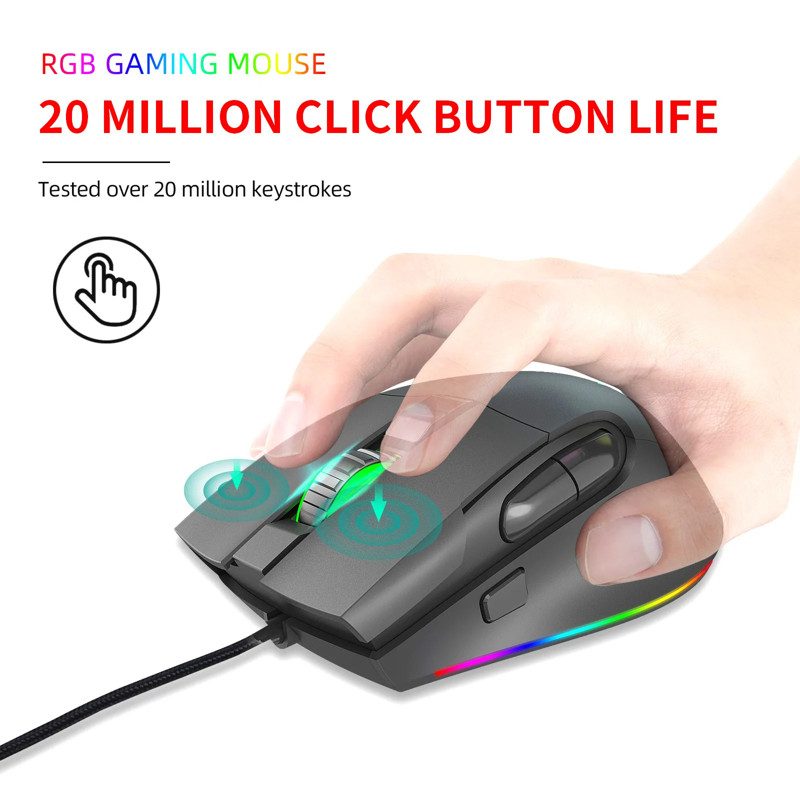 Gaming Mouse Programmable Wired Mouse 7200DPI 8 Button USB Computer Mouse Gamer RGB Mice With Backlight Cable For PC Laptops best gaming mouse for large hands