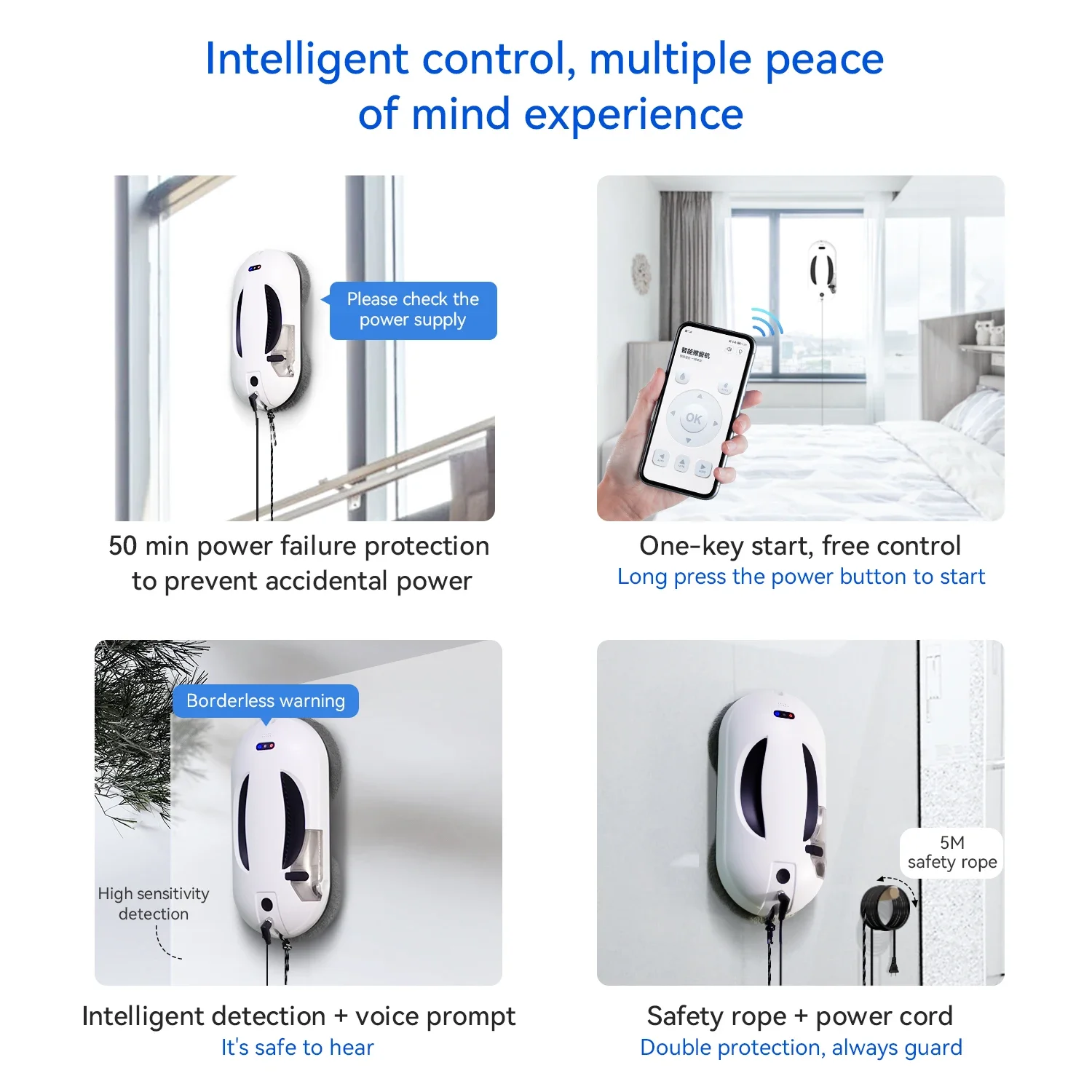 Automatic Robotic Window Cleaner with Water Tank Automatic Glass Cleaning Robot S2