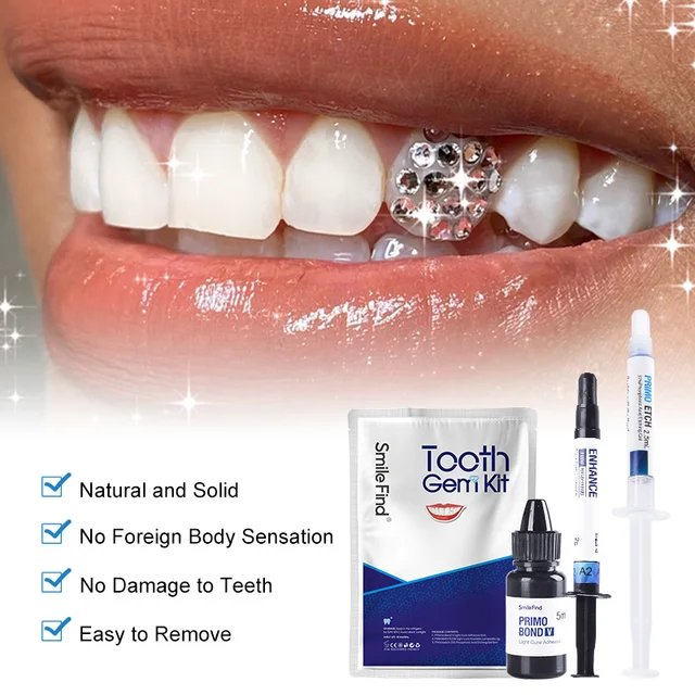 Tooth Gem Set Easy To Remove Beautiful White Tooth Jewelry Sturdy Reliable  Jewelry Bonding Gel Dental Cultural Product Glue Kit