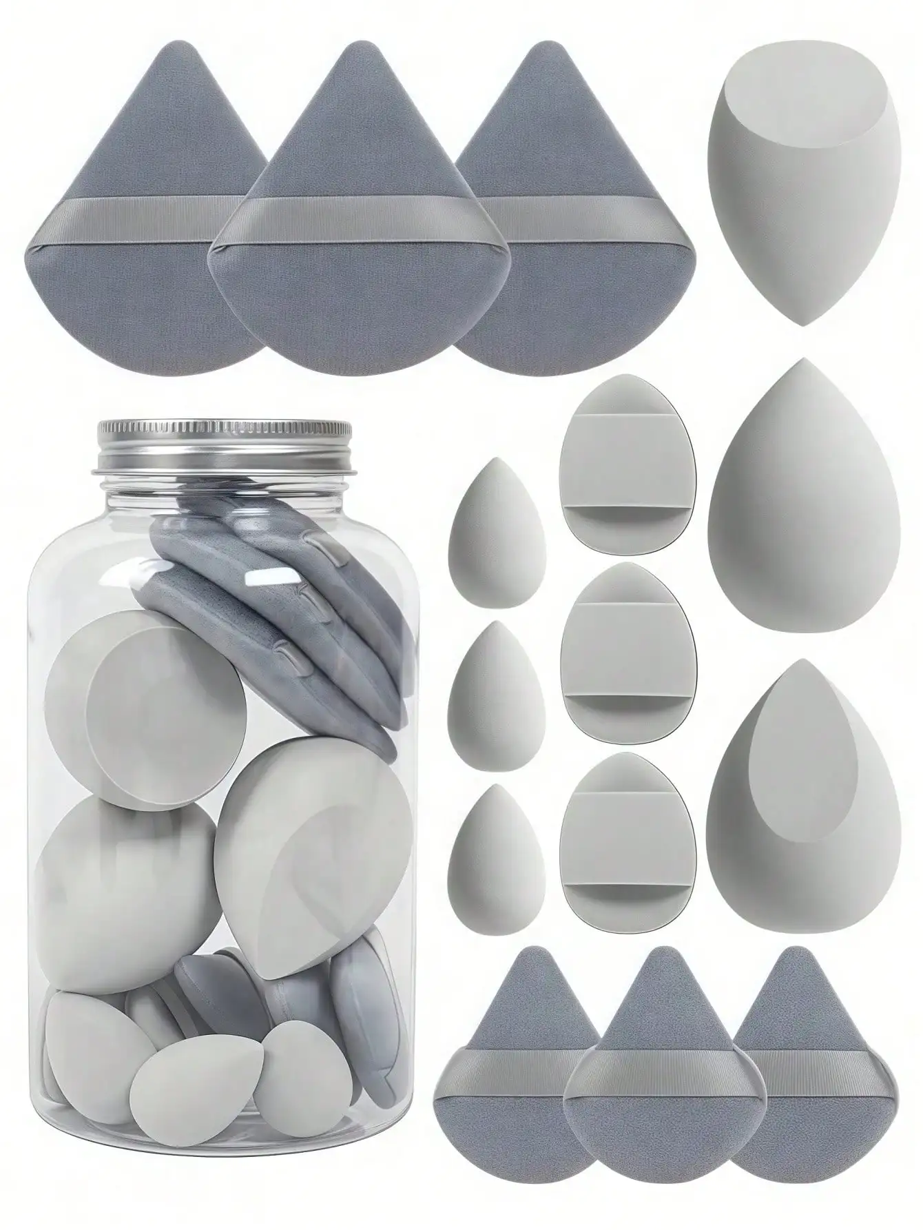 15PCS Pro Makeup Sponge Kit-Dual Use & Powder Puffs Set w/ Travel Case | Salon-Grade Hypoallergenic Tools