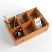 Vintage Wooden Desk Top Storage Box Multifunctional Sundries Partition Wooden Box Household Jewelry Finishing Box Organizer Home 2