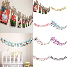 1Set Sweet Photo Banner Lightweight Happy Birthday Photo Wall Birthday Party Home Decoration Creative First Birthday Flags