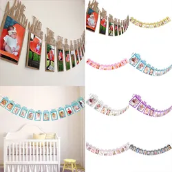 1Set Sweet Photo Banner Lightweight Happy Birthday Photo Wall Birthday Party Home Decoration Creative First Birthday Flags