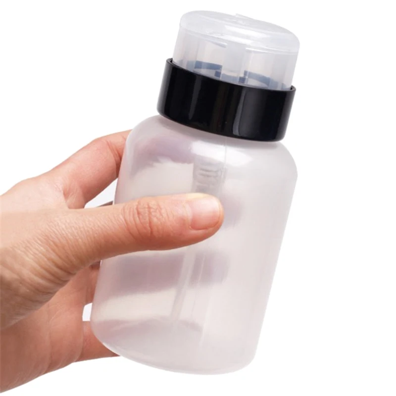 

200ml Portable Travel Refillable Bottle Empty Plastic Nail Polish Remover Alcohol Liquid Press Pumping Dispenser Bottle