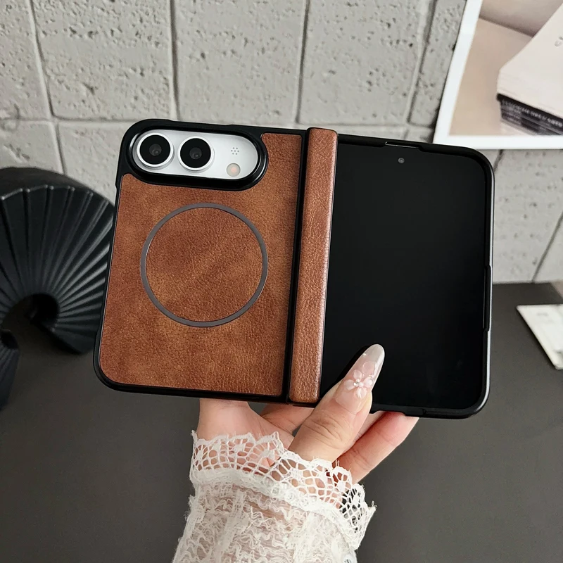 Luxury Magnetic PU Leather Hard Case with Anti-fingerprint Hinge Protection