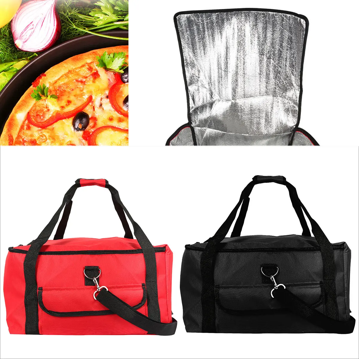 

Insulated Food Delivery Bag Portable Pizza Delivery Bag for Hot and Cold Food Insulated Reusable Grocery Bag Adjustable Pizza