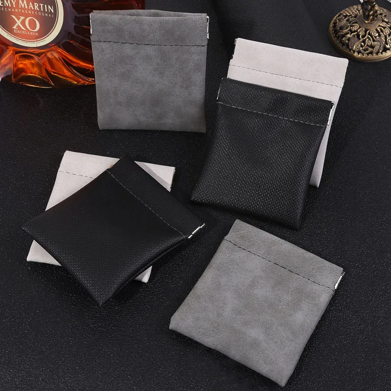20Pcs/lot 8*9CM PU Leather Bags Jewelry & Data Line Gift Packaging Pouch Small Wallet Change Bag Coin Purse For Boys Girls