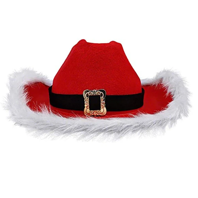 

Y1UB Feathers Womens Cowboy Hat Western Cowgirl Hats Christmas Santa Hat Party Prop