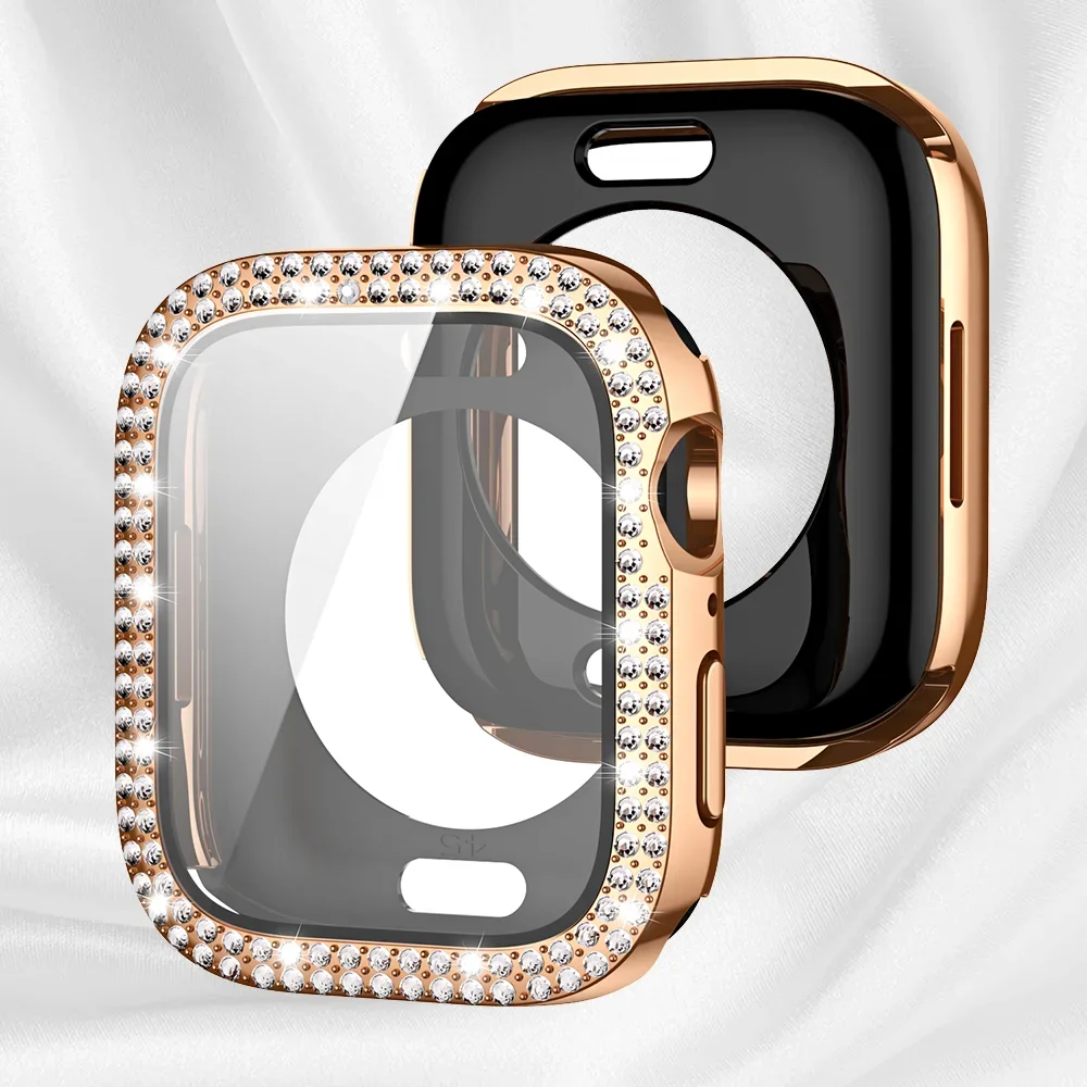 Luxury Diamond Bumper and Screen Protector for Apple Watch with Bling Glass Cover