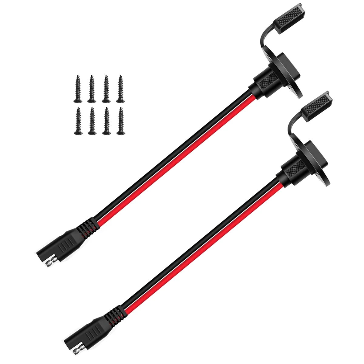 2Pcs SAE Power Socket Sidewall Port Weatherproof SAE Quick Connect Solar Panel Mount Universal Flush-Mountable Connector 12AWG — view 2
