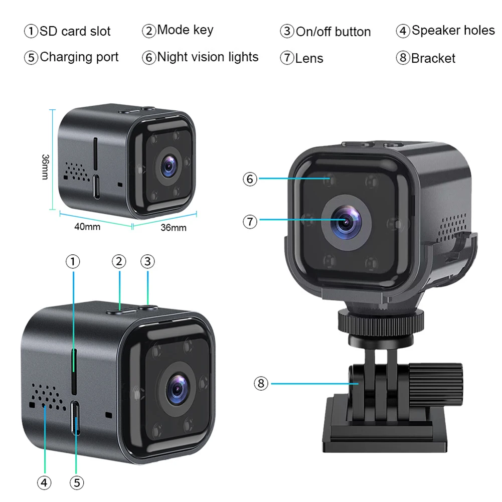   Ʈ  ī޶, HD 1080P ī޶,  , ߰ ð  ķ, ǳ, ǿ,  繫ǿ, 960mAh