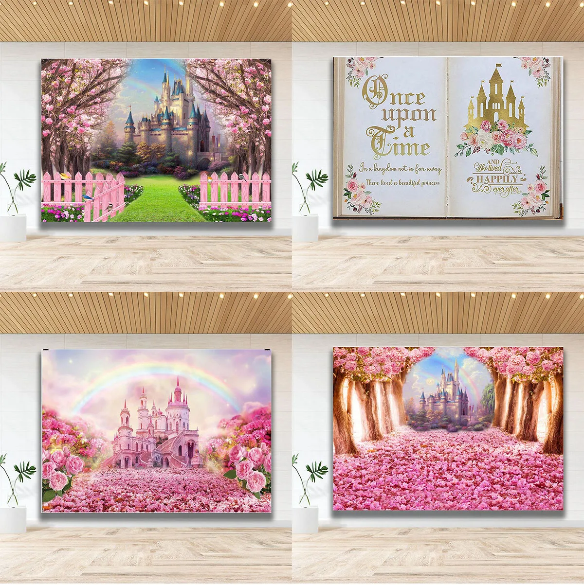 

Spring Castle Floral Sea Photography Backdrops Garden Flower Wonderland forest Girl Princess Baby Birthday Pink Photo Background