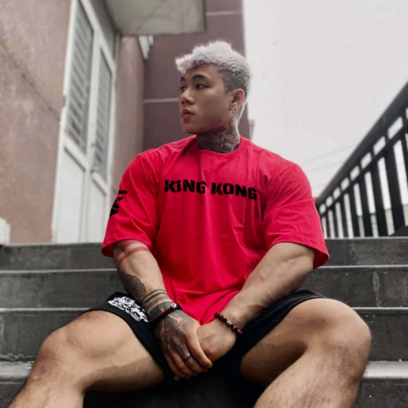 Trendy loose fitting men sports short sleeved T-shirt for men summer pure cotton half sleeved gym running training clothes sport t shirt