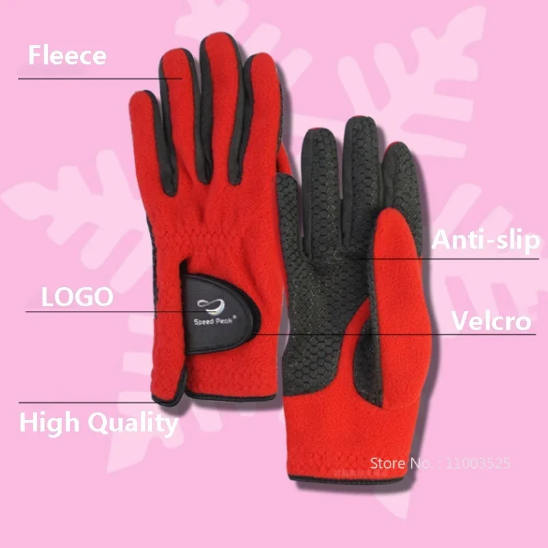 1 Pair Women Men Plush Anti-slip Granules Golf Gloves Unisex Thicken Keep Warm Sport Mittens Winter Soft Left Right Hand Gloves 4