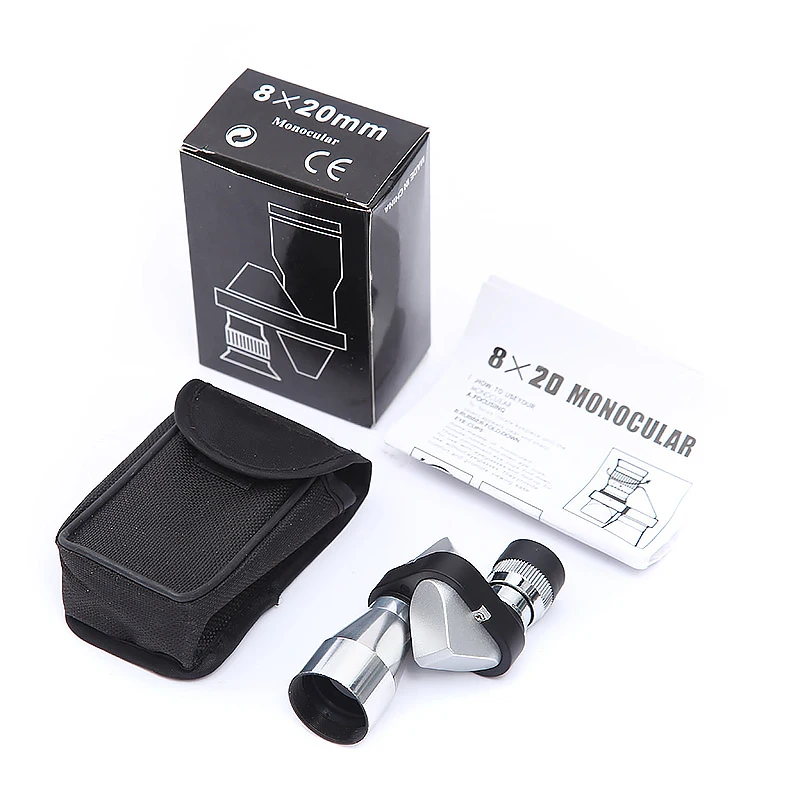 Portable 12x32 Mini Monocular Telescope Silver High Definition Corner Shape Metal Optical Monoculars for Outdoor Camping Travel 6