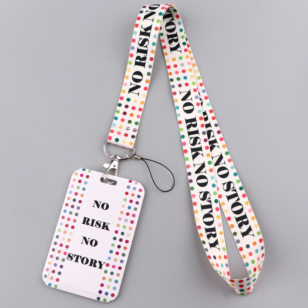 NO RISK NO STORY Neck Strap Wave point Lanyard ID Card Badge Holder Keycord DIY Hanging Rope Mobile Phone Accessories images - 6