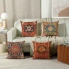 4PCS  Pillow Covers 18x18 Inch, Carpet Pattern Throw Pillows Case, Orange Red Ethnic Design Outdoor Decorative Square Linen Farm 2