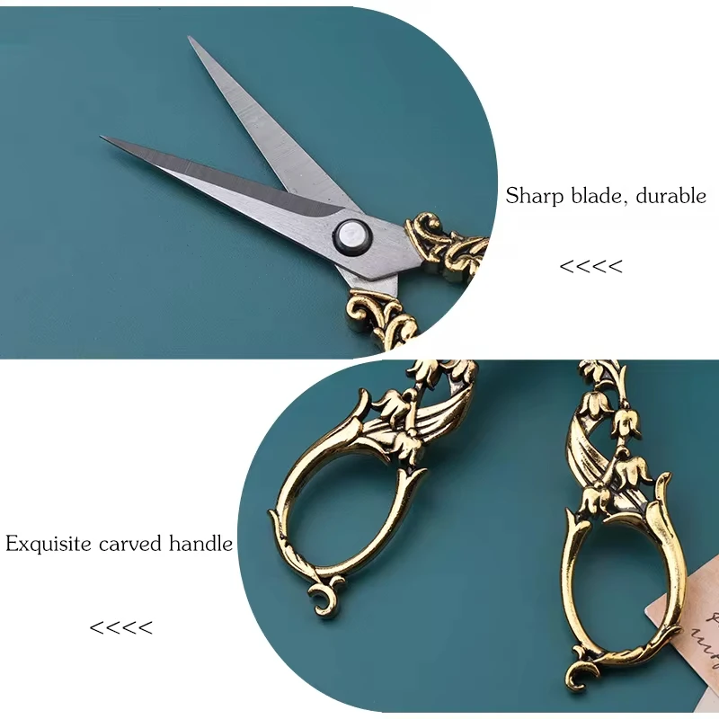 Fenrry 1Pc Retro Antique Vintage Scissors European Flower Pattern Stainless Steel For DIY Needlework Tools Tailor sewing scissors tailor scissors craft scissors