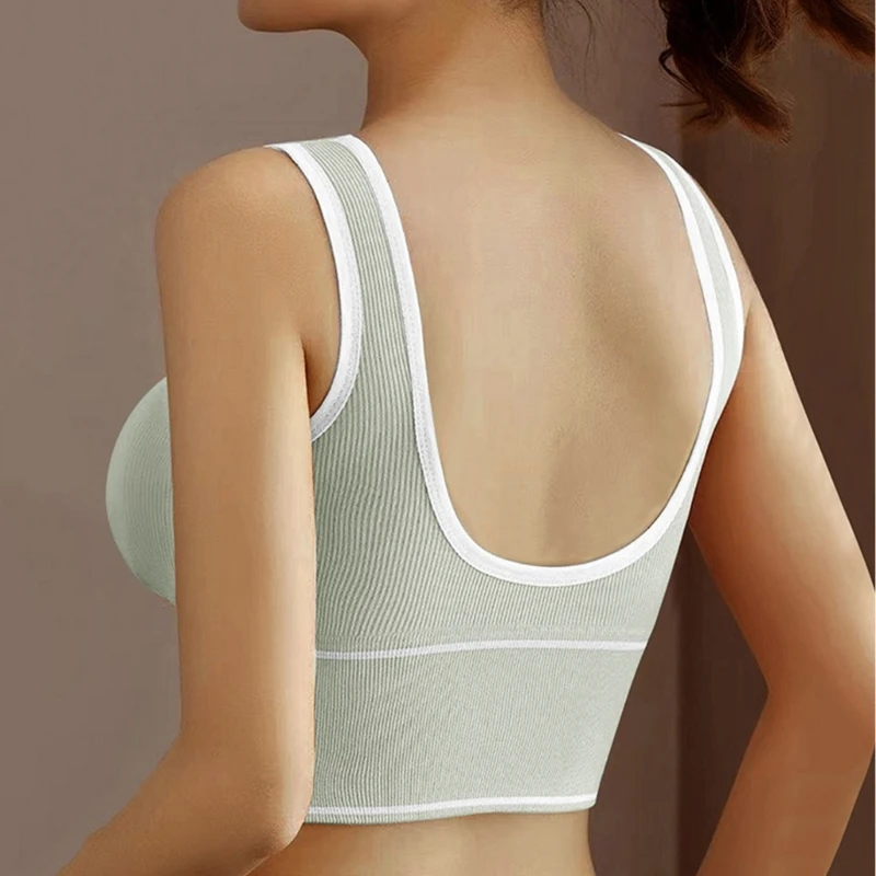 Sexy Streetwear Gym Bra Padded Back Seamless Yoga Workout Crop Top Women