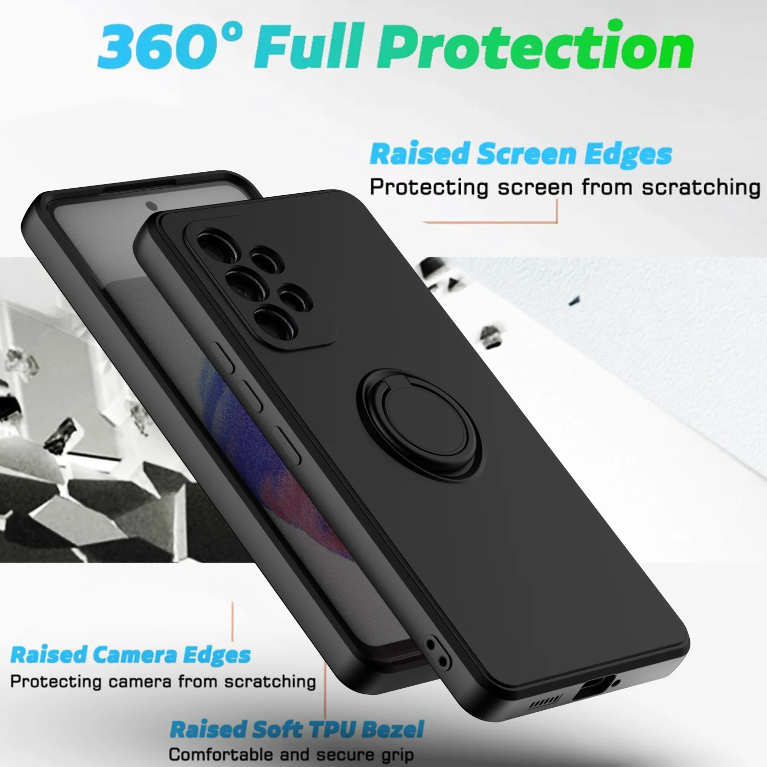 galaxy s21 fe 5g case Stand Ring Holder Strap Case For Samsung Galaxy S22 S21 FE Note20 Ultra A73 A53 A33 A23 A13 5G A32 A52 A72 Liquid Silicone Cover Galaxy S20 FE 5G clear Cases