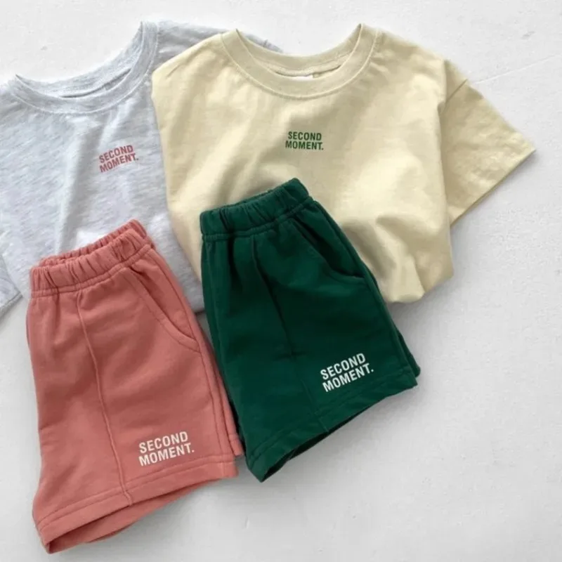 Kids Clothes Set T-Shirt Shorts Casual Outdoor Letters Print Suit Cotton Two-Piece Casual Tracksuits Summer kids clothing set,kids t shirt,kids sports suit,children sports suit,boys tracksuits suit,boys tracksuits,girls clothing set,kids sweatshirt set,boys clothing set
