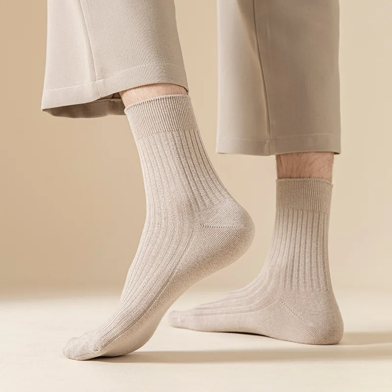 Mens Crew Socks - 3 Pairs Black  White Casual Cotton Streetwear