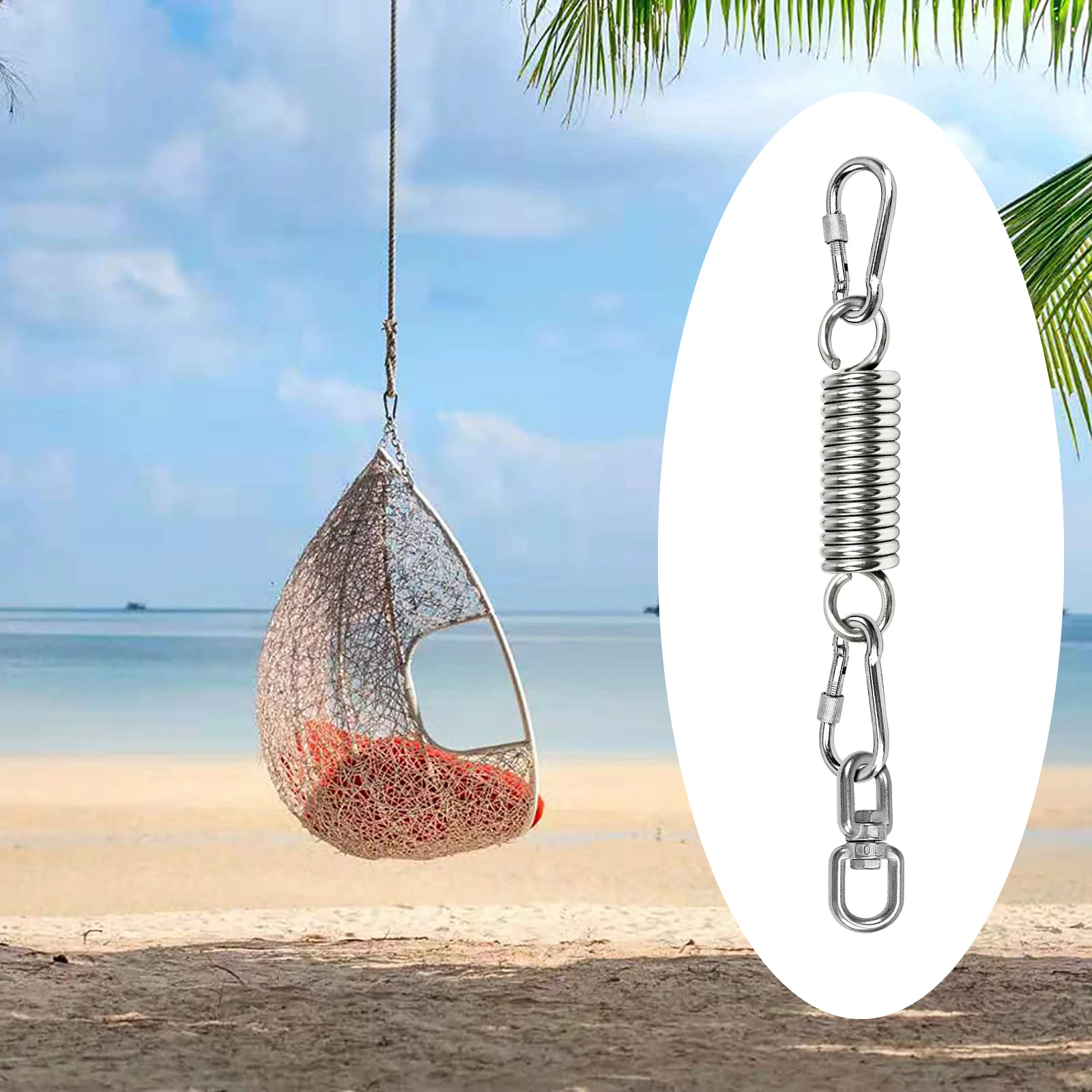 Swing Chair Hammock Spring Snap Carabiner Clips 500LB Capacity Hanging Chair Spring 360 Rotating Hook Kit Hanging Accessories hammock mount