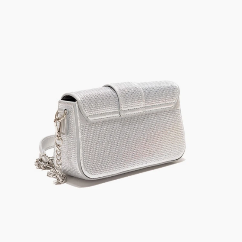 Stylish Rhinestone Evening Clutch Bag Fashion Women's Small Square Bag 2024 Trend Chain Single Shoulder Crossbody Flap Bag