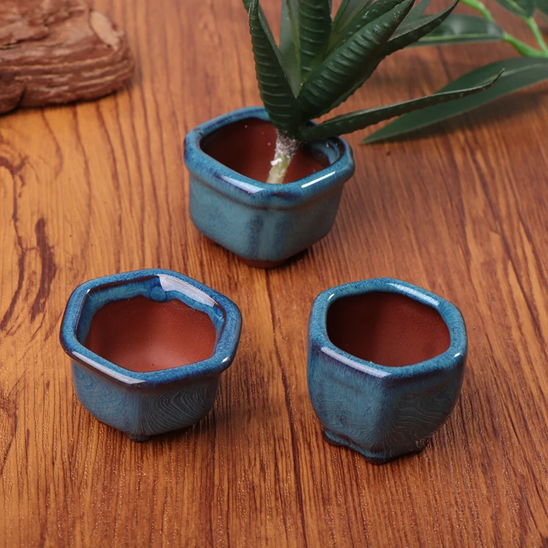 Mini Chinese Style Bonsai Pots Breathable Succulent Plant Pot Flower Pot with Holes Ceramic Craft Plant Planter for Home