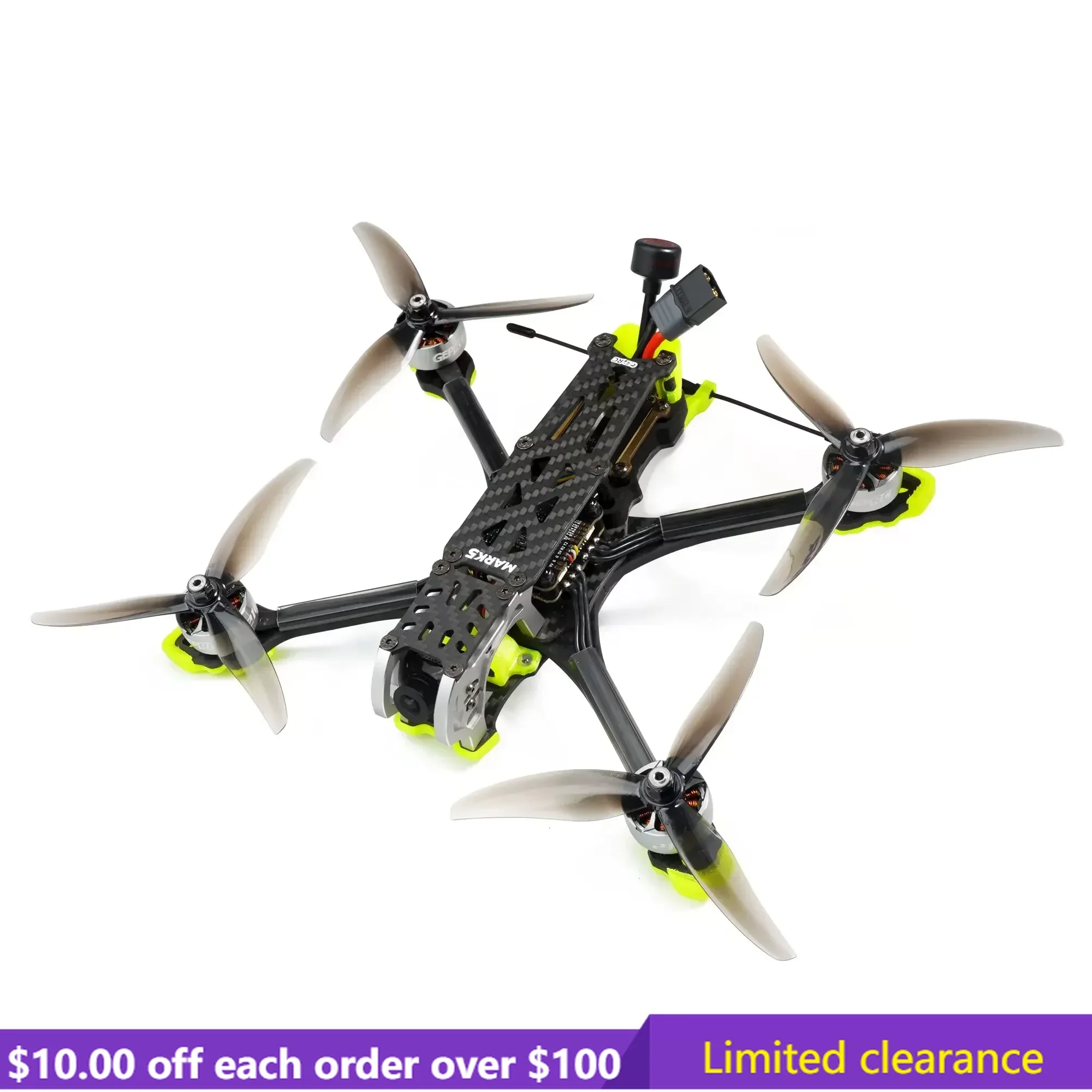 

Limited Clearance GEPRC MARK5 Analog FPV Drone F722-BT-HD V2 G50A 600mW VTX Caddx Ratel2 SPEEDX2 2107.5 1950KV 6S
