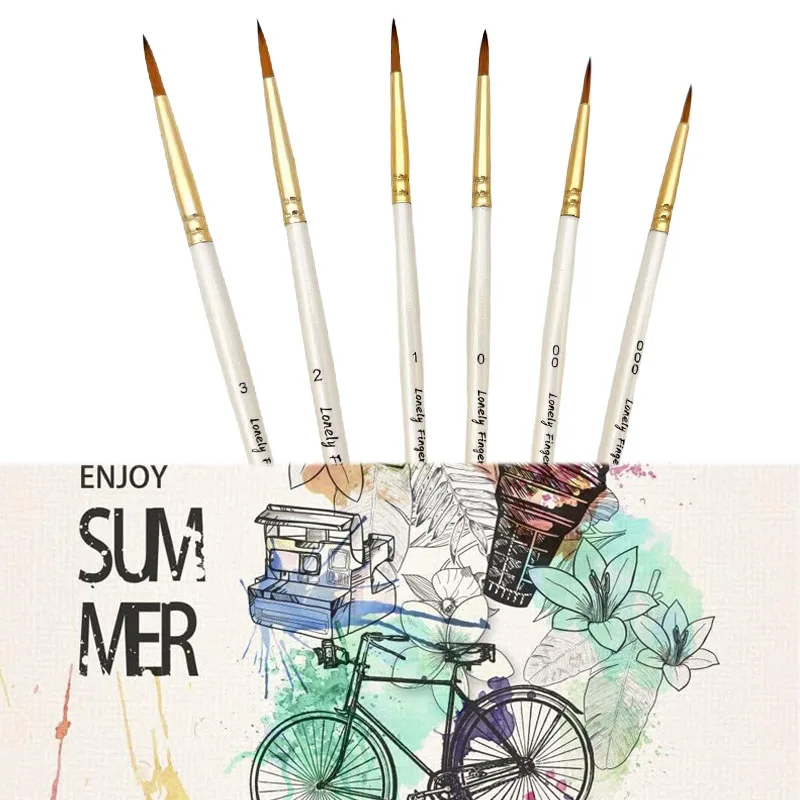 6pcs Professional Micro Fine Liner Detail Paint Brush Set Tiny Miniature Paint Brushes Kit For Watercolor Oil Face Acrylic Nail 4