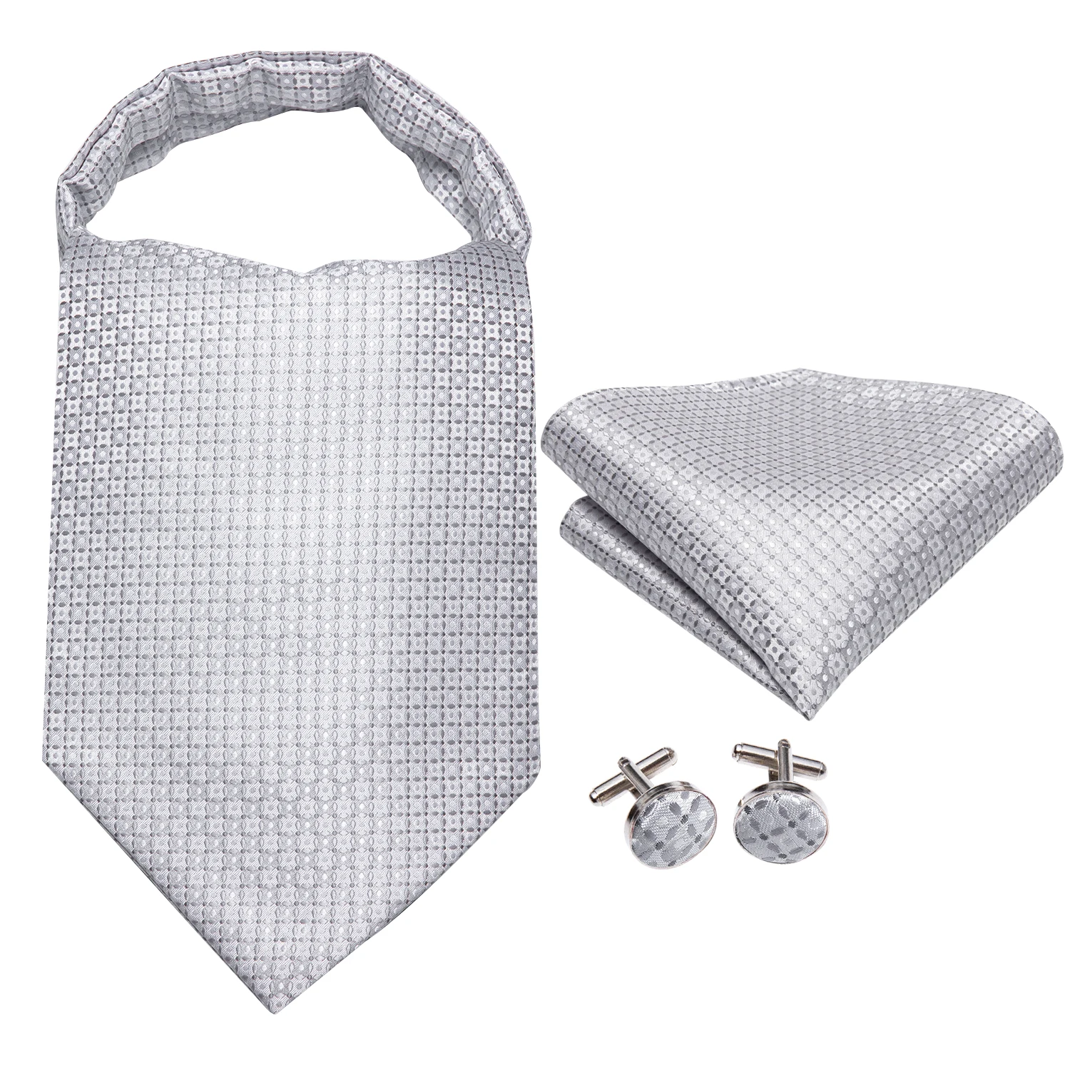 Фото Hi-Tie шелковые мужские Ascots Hanky запонки набор Жаккард Пейсли Цветочный галстук-бабочка винтажный Ascot черный серый красный золотой розовый синий №5