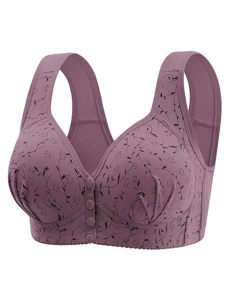 4PCS New Large-sized Pregnant Women's Breastfeeding Bra Comfortable Traceless Front Buckle Fixed Cup Thin Vest Style Underwear 4