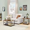 Coffee Table, Mid Century Modern Coffee Table for Living Room Rustic Farmhouse Center Table 2 in 1Detachable Table Set 5