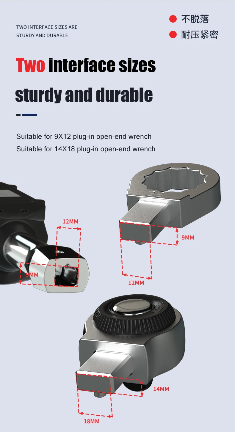 Description Picture 6 of itemOpen Ended Insert Tools 9X12 Torque wrench Head Changeable head Box End Ring Spanner Head Ratchet Insert Tools head