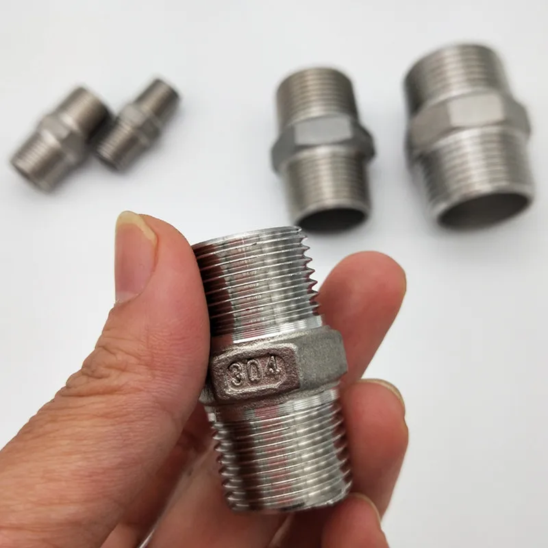 

1/8" 1/4" 3/8" 1/2" 3/4" 1" 1-1/4" 1-1/2" BSP Male to Male Thread Hex Nipple Threaded Reducer Pipe Fitting Stainless Steel 304