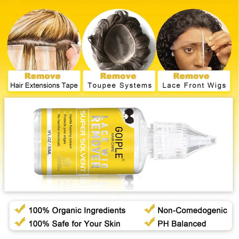 GOIPLE Waterproof Lace Wig Glue Kumquat Scent Slick Broken Back Hair Pomade Edge Control Gel Remover and Elastic Band Brush 6pcs 4