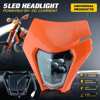 Powerzone Motorcycle LED Headlight Plate for KTM EXC XC SX MX XC 125 250 300 450 Supermoto Enduro Universal Dirt Bike Headlights 1