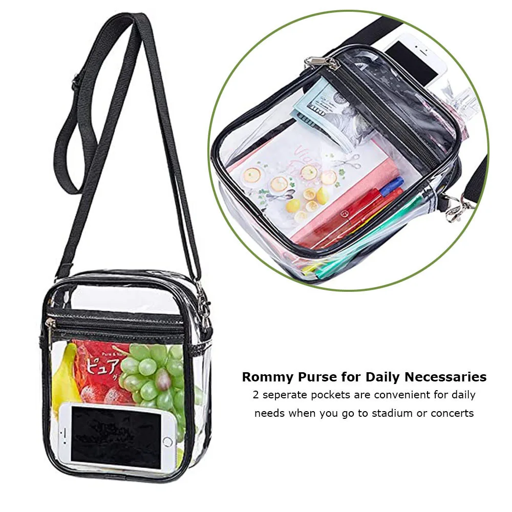 

Прозрачная сумка-кошелек через плечо, прозрачная сумка, утвержденная для стадиона, с передним карманом для концертов, спортивных фестивалей